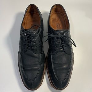 Johnston & Murphy Men Size 10D Flex Black Sheepskin Moc Toe Lace Up Dress Shoes